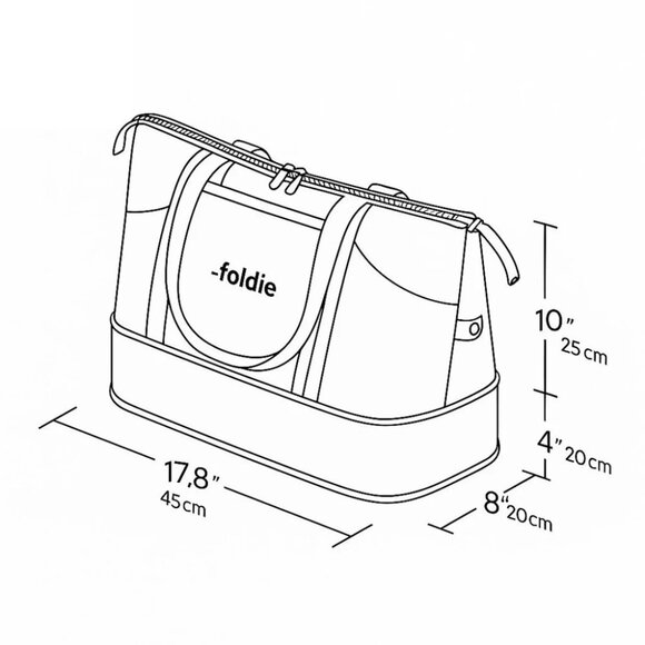 THE FOLDIE Travel Tote Bag Black NEW Original Package & Tag EXPANDABLE 40L Nylon - Picture 10 of 16